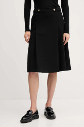 Sukně Tommy Hilfiger černá barva, midi, áčková, WW0WW48263