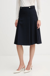 Sukně Tommy Hilfiger tmavomodrá barva, midi, áčková, WW0WW48263
