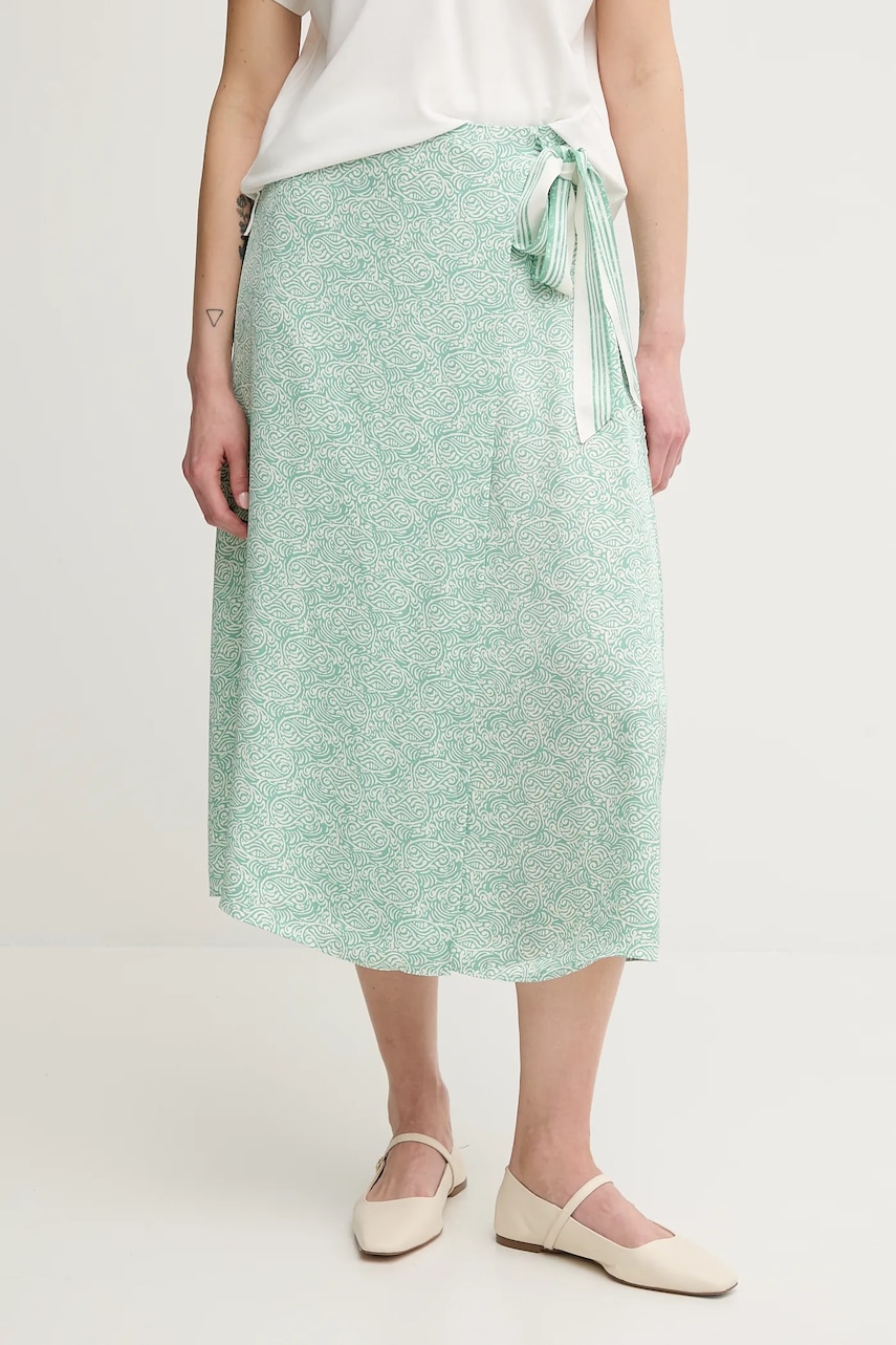 Sukně Tommy Hilfiger zelená barva, midi, WW0WW45112