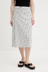 Sukně Tommy Jeans béžová barva, midi, DW0DW20272