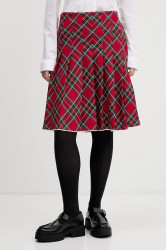 Sukně Tommy Jeans červená barva, mini, áčková, DW0DW22488