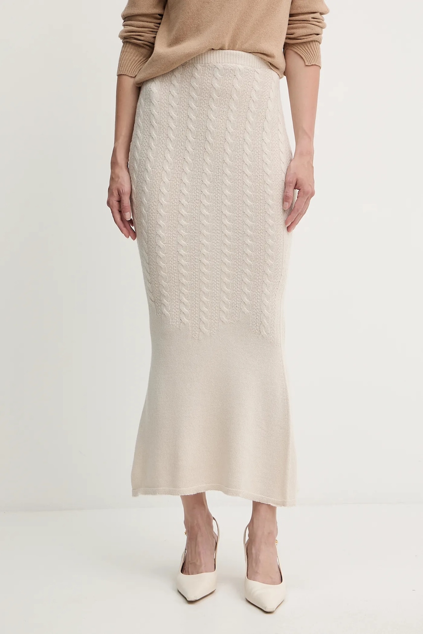 Sukně Twinset béžová barva, maxi, pouzdrová, 252TP3322