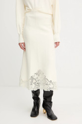 Sukně Twinset béžová barva, midi, áčková, 252TP3407