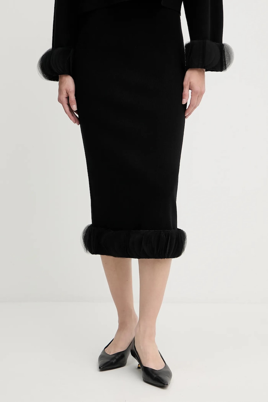 Sukně Twinset černá barva, midi, pouzdrová, 252AP3013