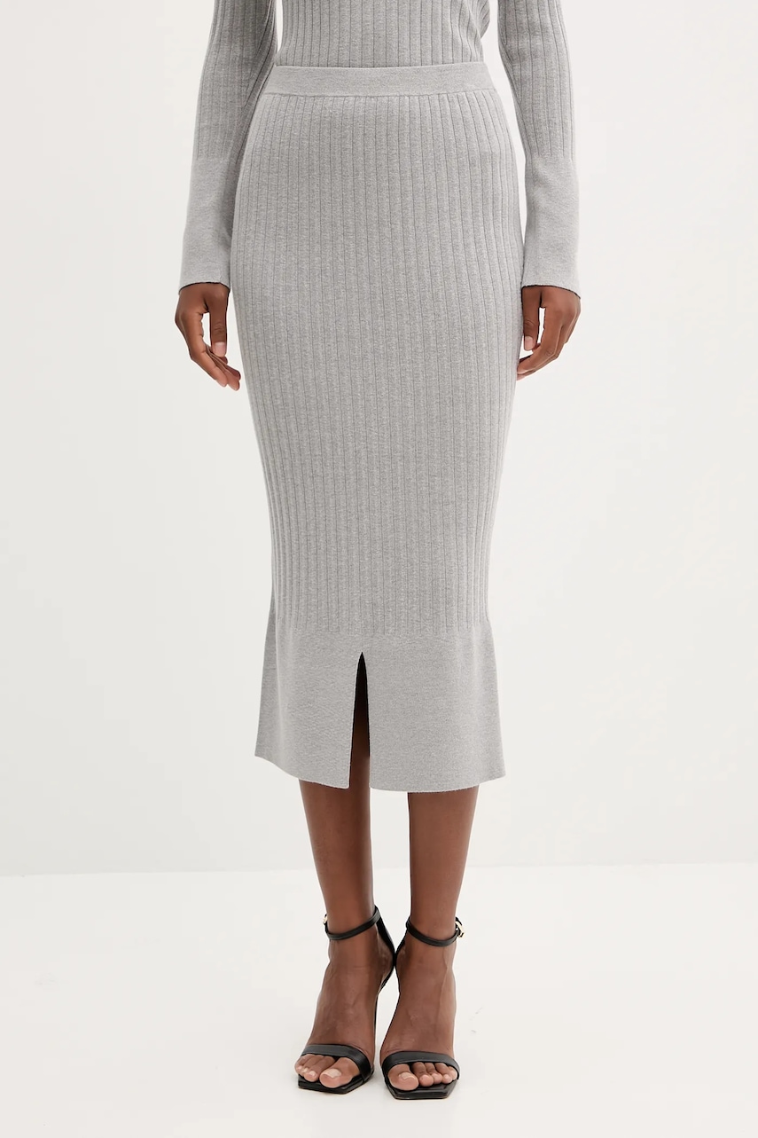 Sukně Twinset šedá barva, midi, 252LI3CBB