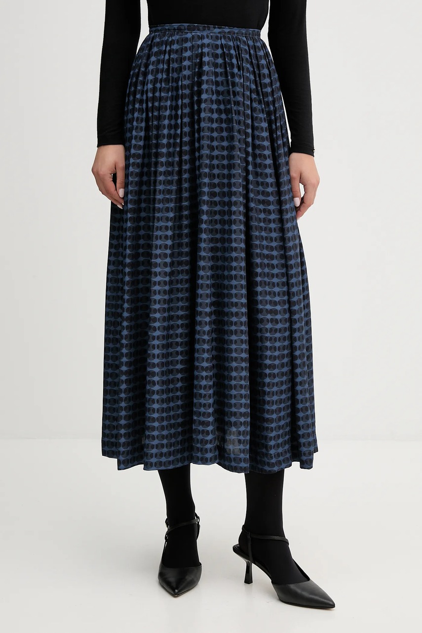 Sukně United Colors of Benetton modrá barva, midi, áčková, 4XVWD0056