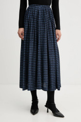 Sukně United Colors of Benetton modrá barva, midi, áčková, 4XVWD0056