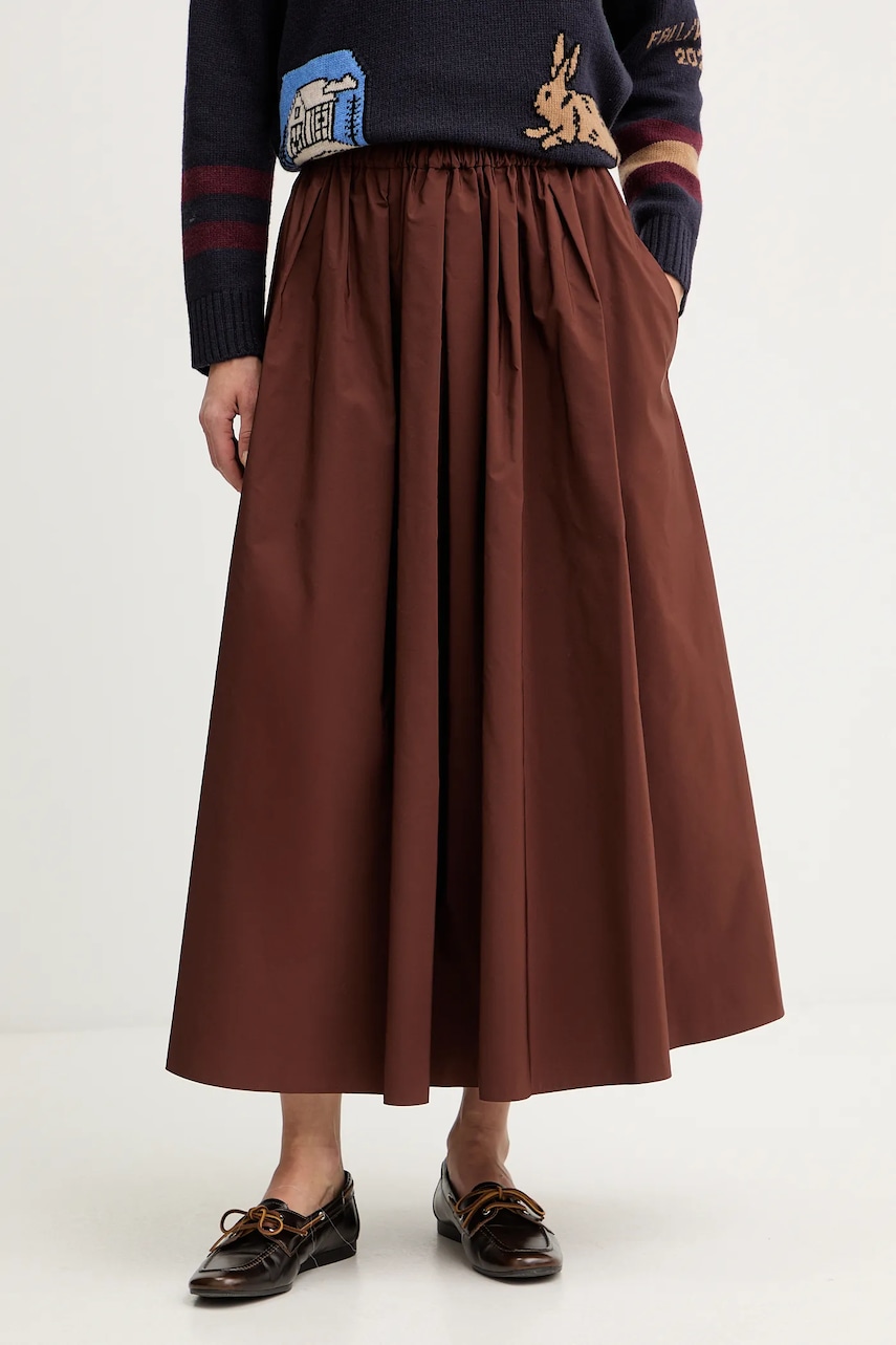 Sukně Weekend Max Mara BRUNO hnědá barva, midi, áčková, 2525106023600