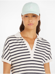 Světle modrá dámská pruhovaná kšiltovka Tommy Hilfiger Iconic Prep  - Dámské