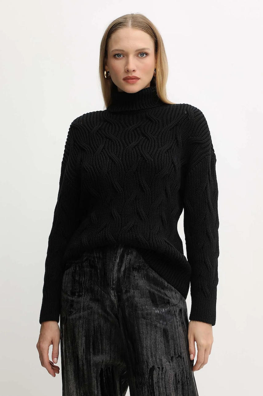 Svetr Armani Exchange dámský, černá barva, s golfem, XW000780 AF16638