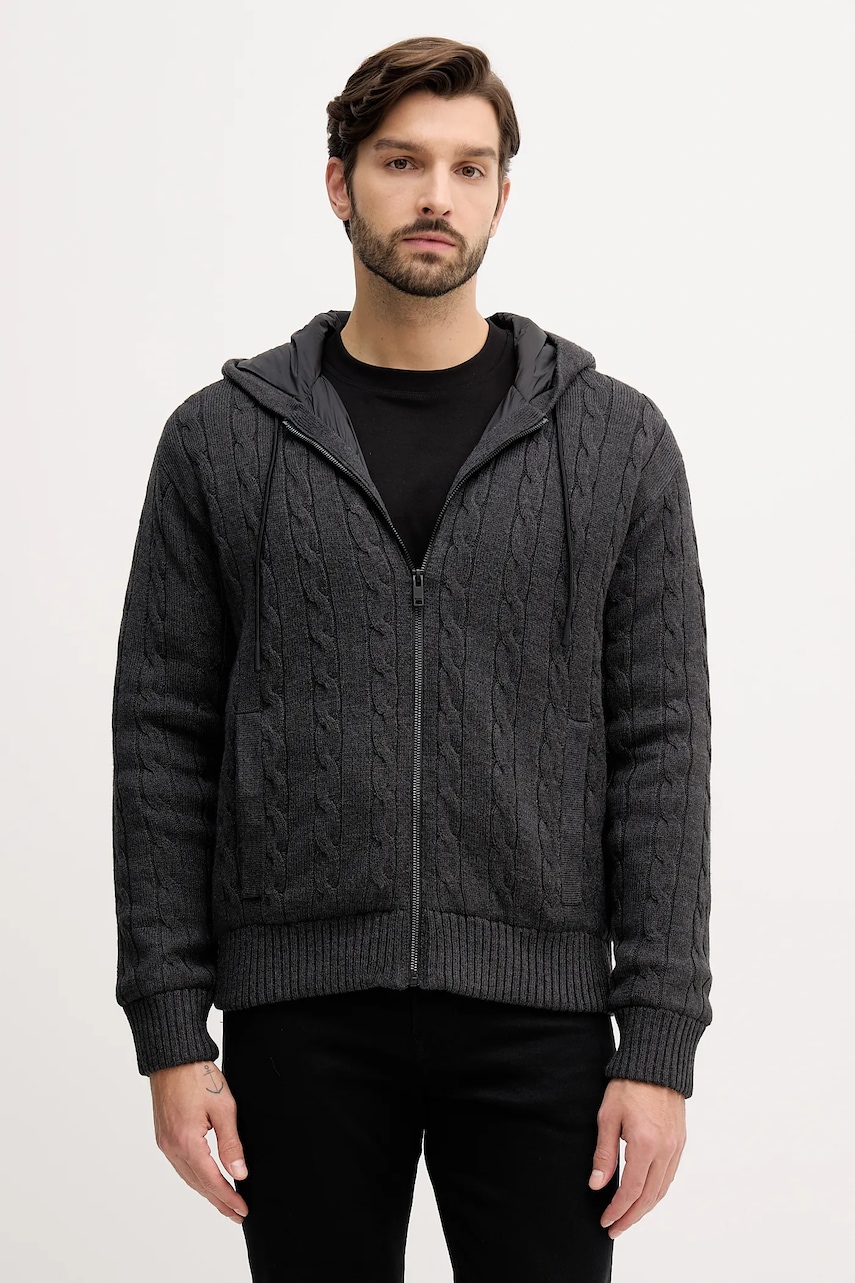 Svetr BOSS Orange Kudable pánský, šedá barva, 50548679