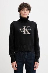 Svetr Calvin Klein Jeans dámský, černá barva, s golfem, LV047D354G