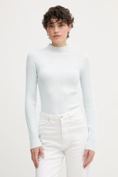 Svetr Calvin Klein Jeans dámský, modrá barva, s pologolfem, LV044D348G