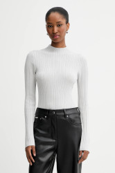 Svetr Calvin Klein Jeans dámský, šedá barva, s pologolfem, LV044D348G