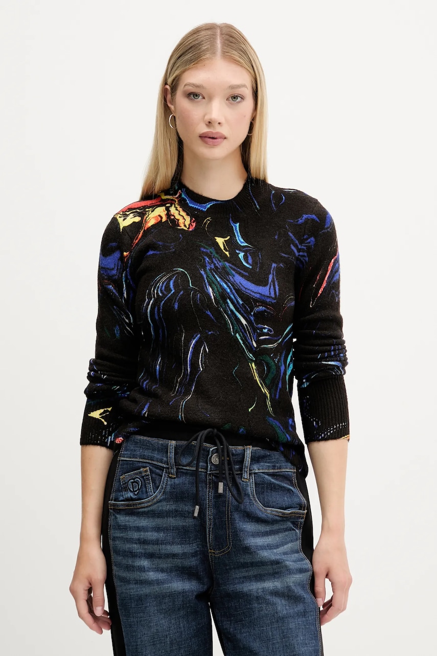 Svetr Desigual BUTTERFLY LACROIX dámský, černá barva, 25WWJF05
