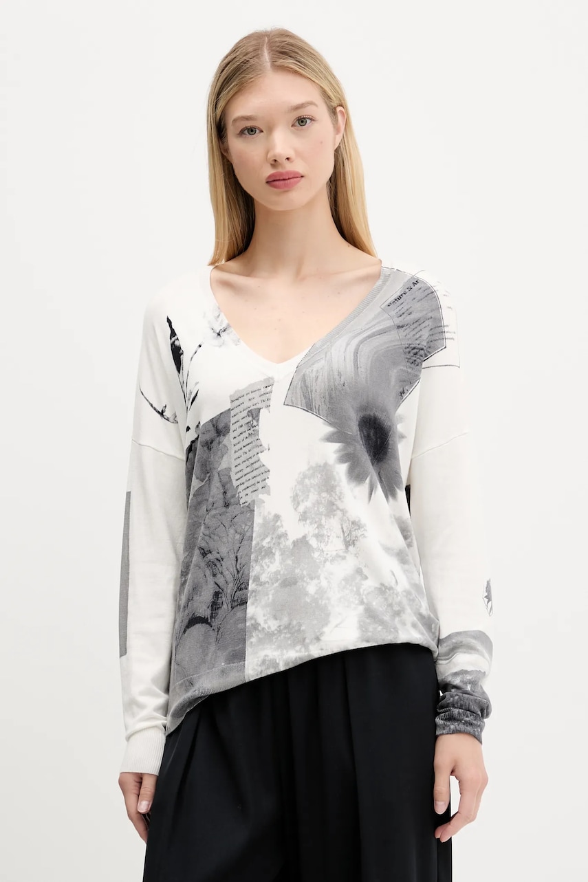 Svetr Desigual GOTEMBURGO dámský, béžová barva, 25WWJF15