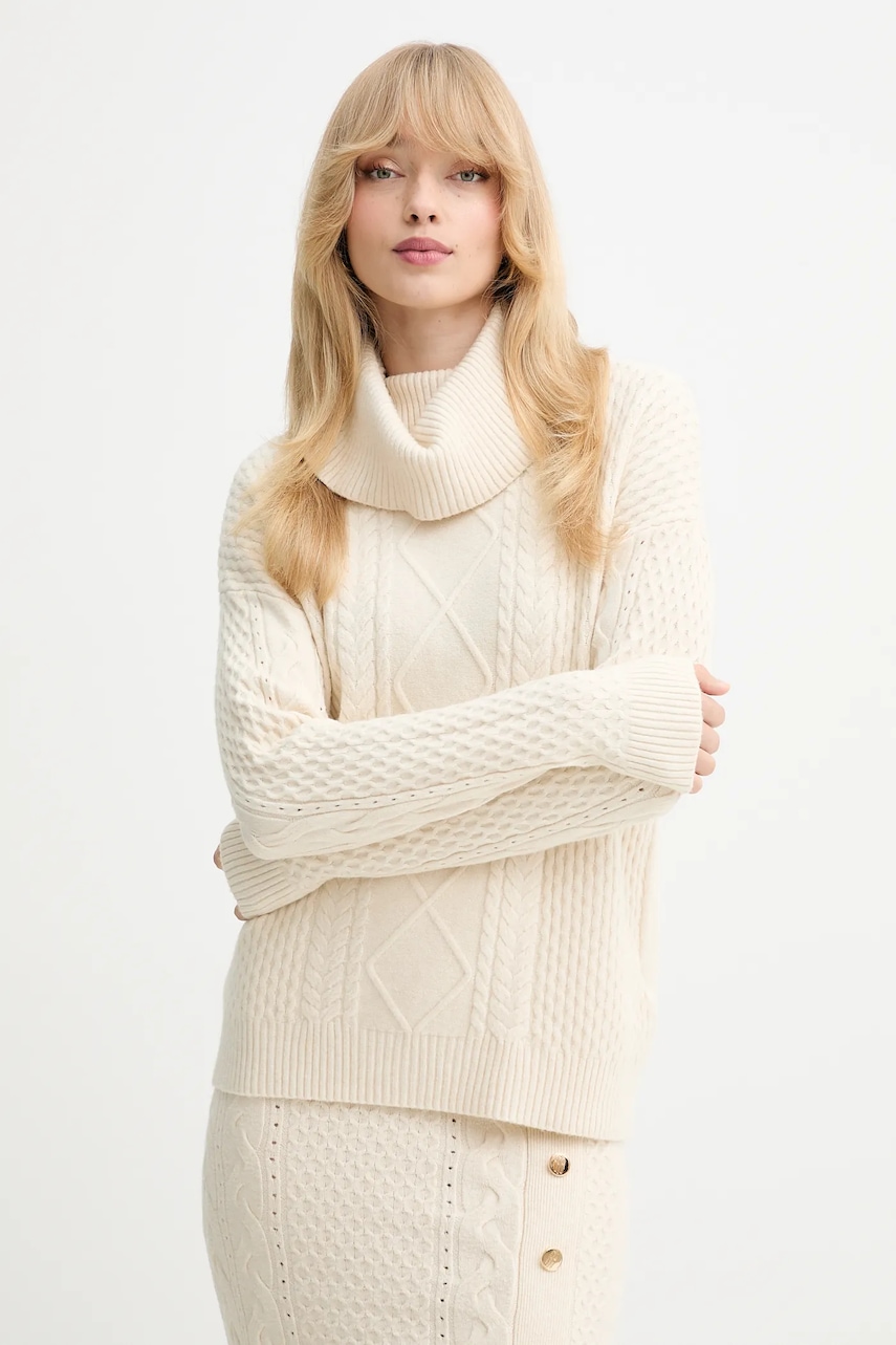 Svetr Fracomina dámský, béžová barva, s golfem, FR25WT7035K50201