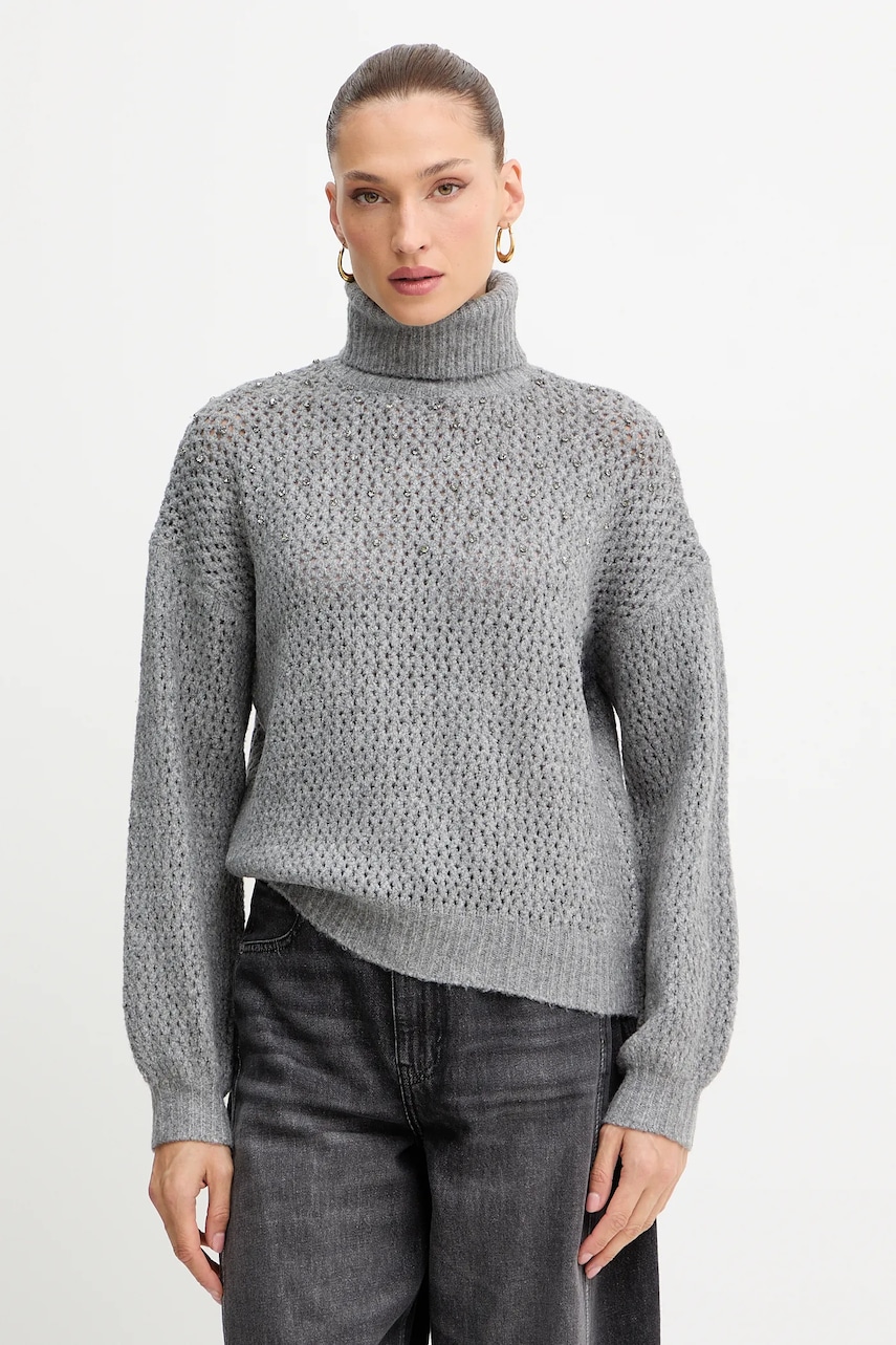 Svetr Fracomina dámský, šedá barva, s golfem, FS25WT7009K45701