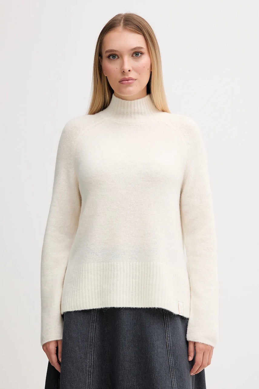 Svetr Gaudi dámský, béžová barva, s golfem, 521FD53011