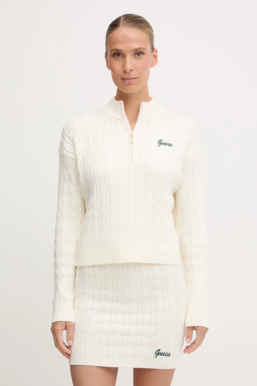 Svetr Guess LAVINIA dámský, béžová barva, s pologolfem, V5BR02 Z0572