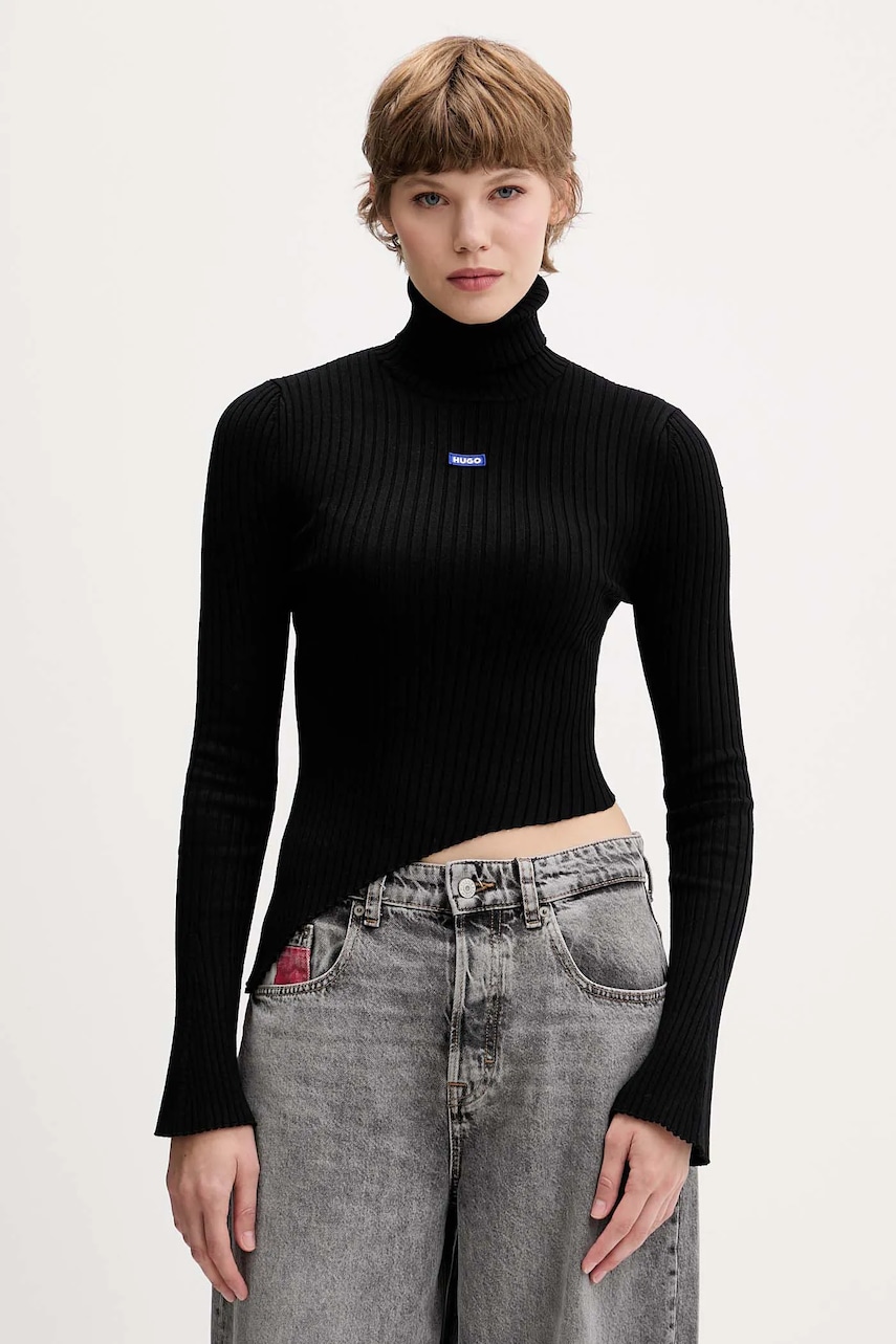 Svetr Hugo Blue Somyna_B dámský, černá barva, s golfem, 50548163