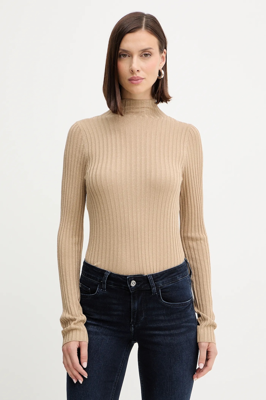 Svetr Liu Jo dámský, béžová barva, s pologolfem, MF5389 MS46J