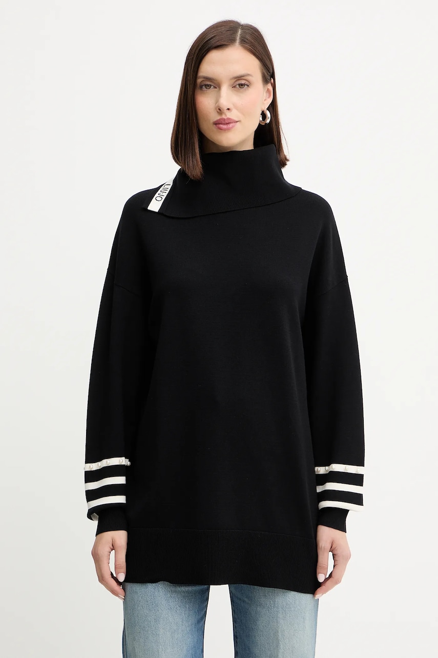 Svetr Liu Jo dámský, černá barva, s pologolfem, TF5218.MS63L