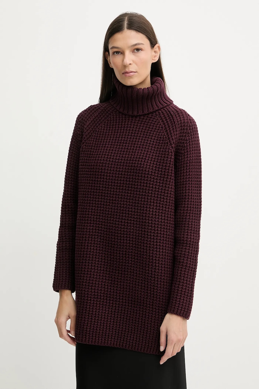 Svetr Marc O'Polo dámský, vínová barva, s golfem, 5000007659