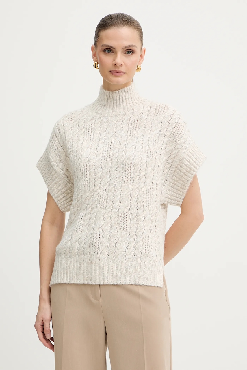 Svetr Morgan dámský, béžová barva, s golfem, MPIKI