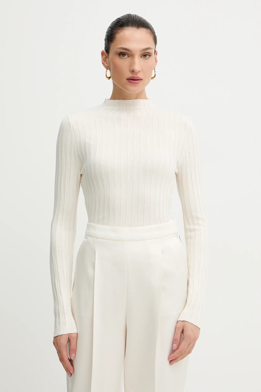 Svetr Morgan dámský, béžová barva, s pologolfem, MROYA