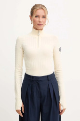 Svetr Patrizia Pepe dámský, béžová barva, s pologolfem, 2K0361 K667