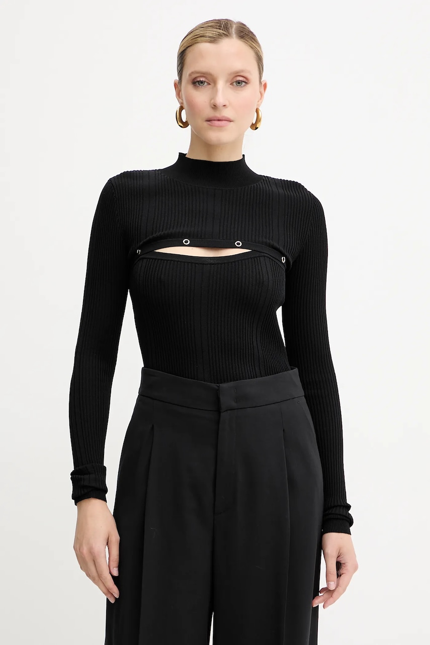 Svetr Patrizia Pepe dámský, černá barva, s pologolfem, 8K0329 K280