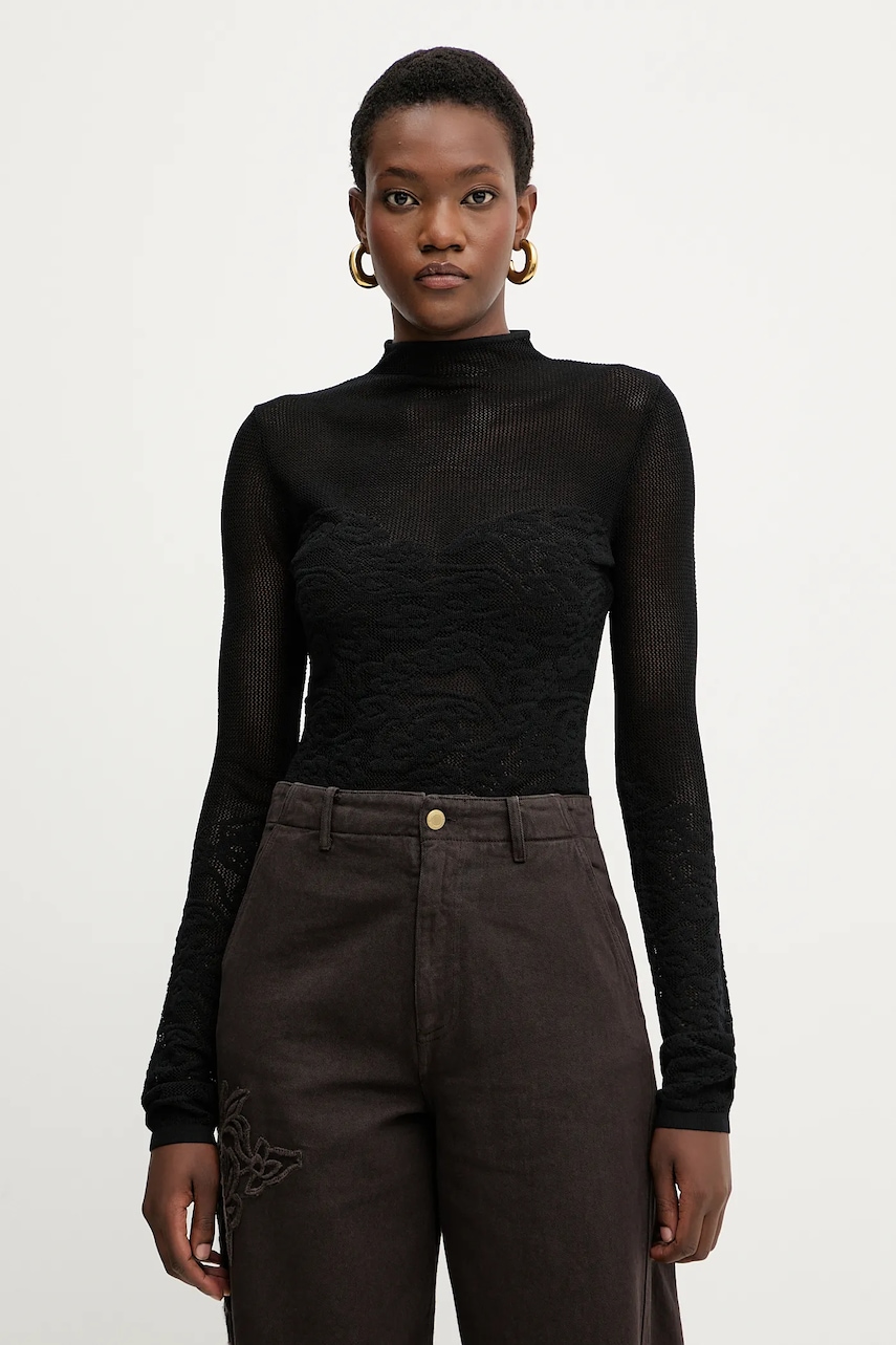 Svetr Patrizia Pepe dámský, černá barva, s pologolfem, 8K0344 K284