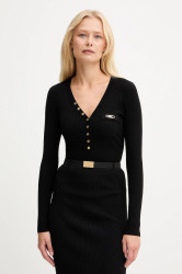 Svetr s přídavkem hedvábí Elisabetta Franchi černá barva, MK12B56E2