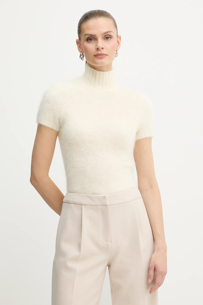 Svetr s příměsí alpakové vlny Marciano by Guess AGNES béžová barva, s pologolfem, 5BGR10 5794Z