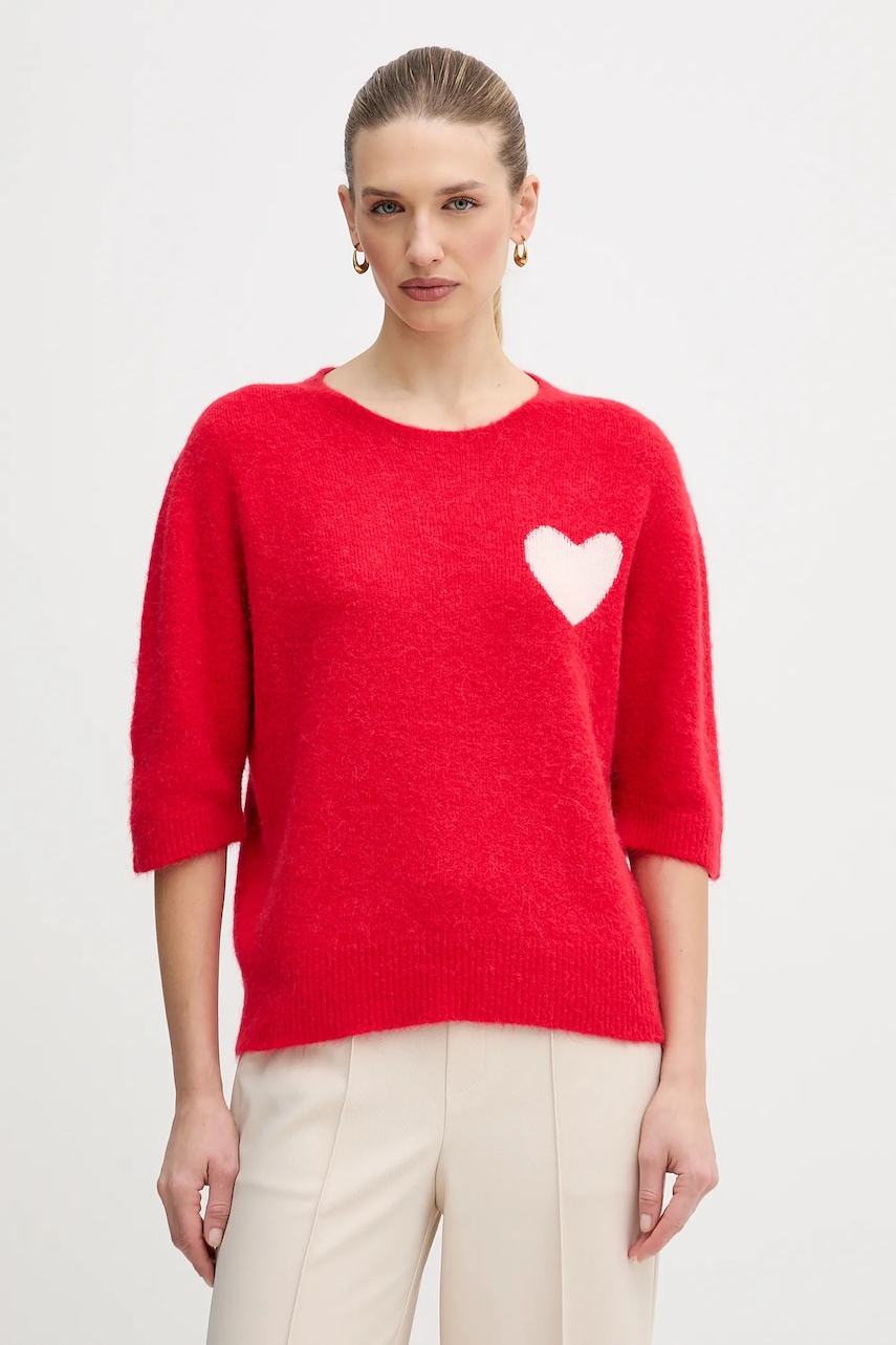 Svetr s příměsí alpakové vlny OUI červená barva, 95988