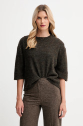 Svetr s příměsí alpakové vlny Sessun hnědá barva, 25109014