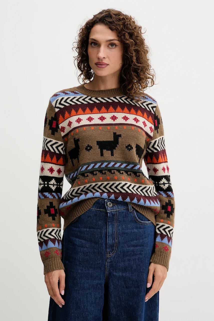 Svetr s příměsí alpakové vlny Weekend Max Mara QUIRITE hnědá barva, 2525366302600