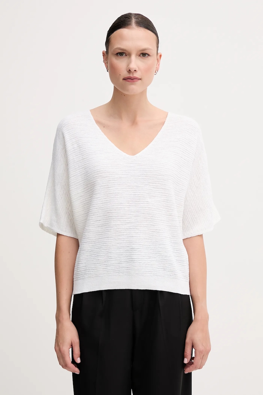 Svetr s příměsí lnu United Colors of Benetton dámský, béžová barva, 115GD10CS