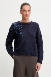 Svetr s příměsí mohéru Blugirl Blumarine tmavomodrá barva, RF5082.MS037