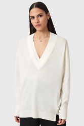 Svetr s příměsí vlny AllSaints BERN bílá barva, W050KD