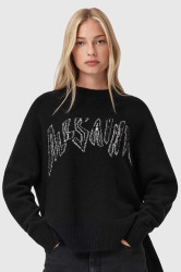 Svetr s příměsí vlny AllSaints černá barva, W071KD
