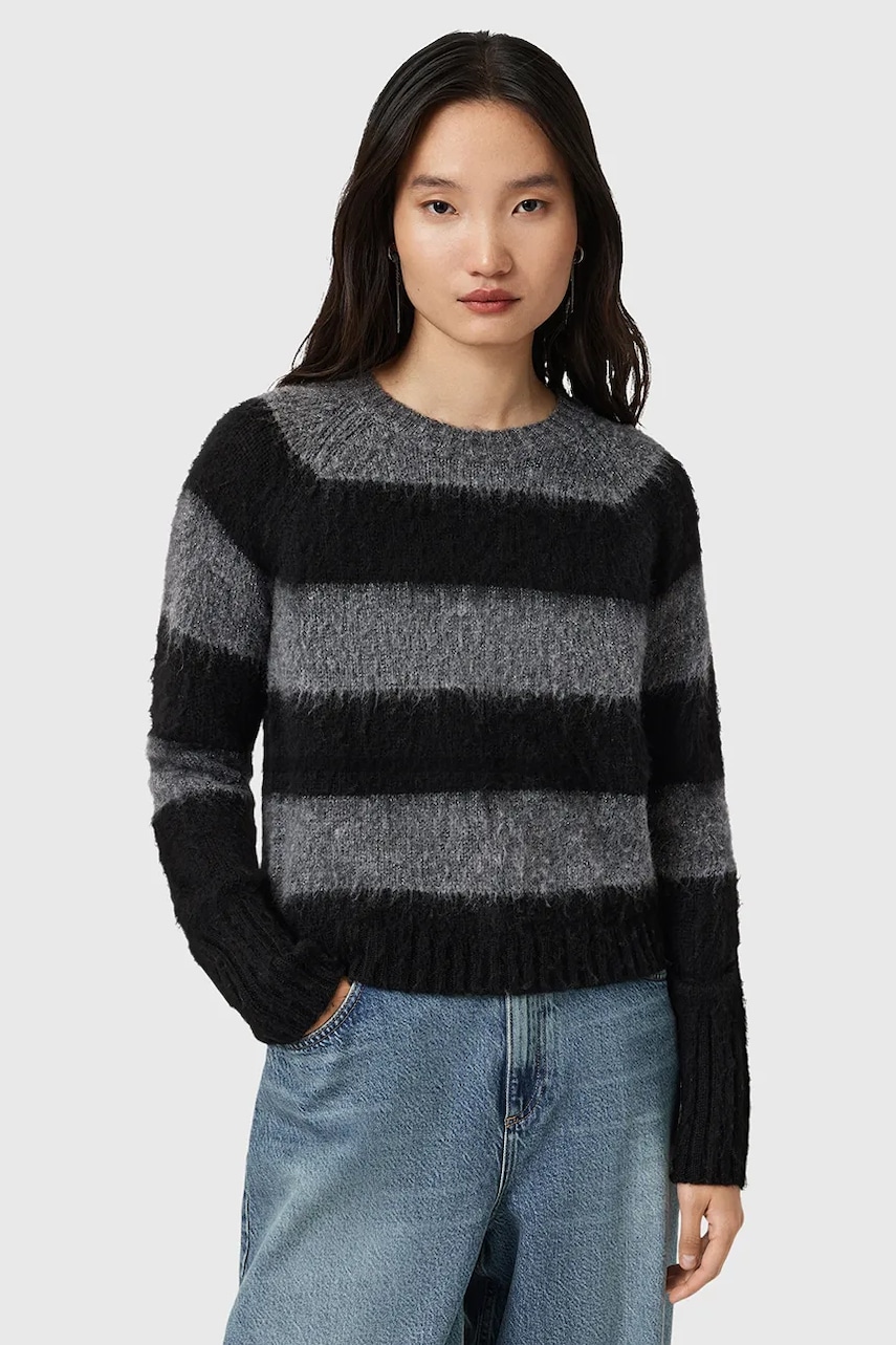 Svetr s příměsí vlny AllSaints LOU černá barva, W053KD