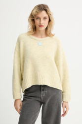 Svetr s příměsí vlny American Vintage žlutá barva, EAST18VM