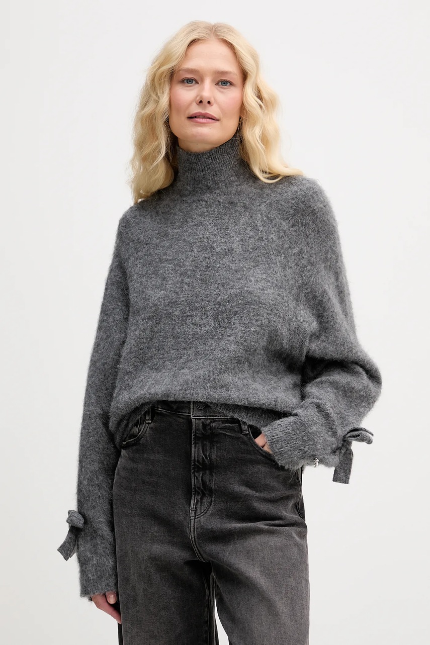 Svetr s příměsí vlny Aniye By šedá barva, s pologolfem, 181007