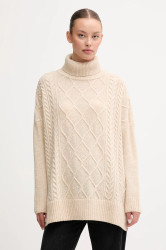 Svetr s příměsí vlny Barbour béžová barva, s golfem, LKN1261