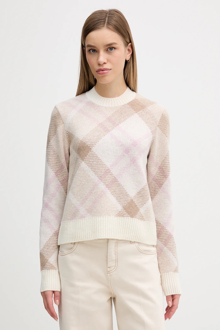 Svetr s příměsí vlny Barbour Sara béžová barva, LKN1728