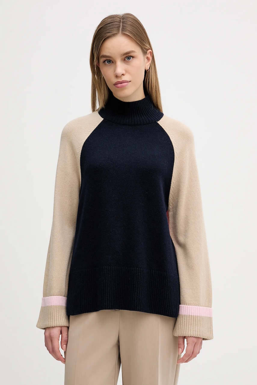 Svetr s příměsí vlny Barbour Wren béžová barva, s golfem, LKN1727