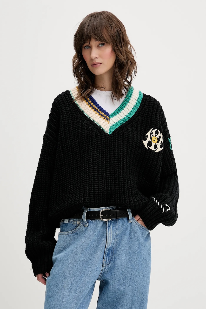 Svetr s příměsí vlny Barrow černá barva, F5BWWOJP110