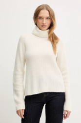 Svetr s příměsí vlny BOSS Orange C_Falodina béžová barva, s golfem, 50548937